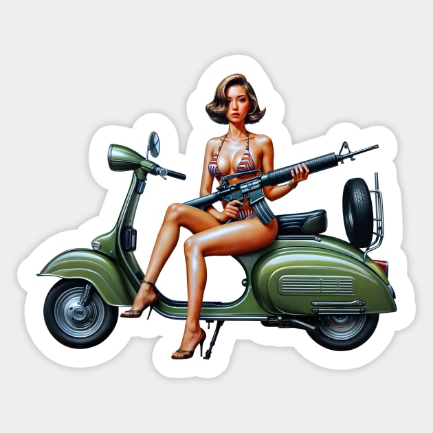 Scooter Girl Sticker by Rawlifegraphic